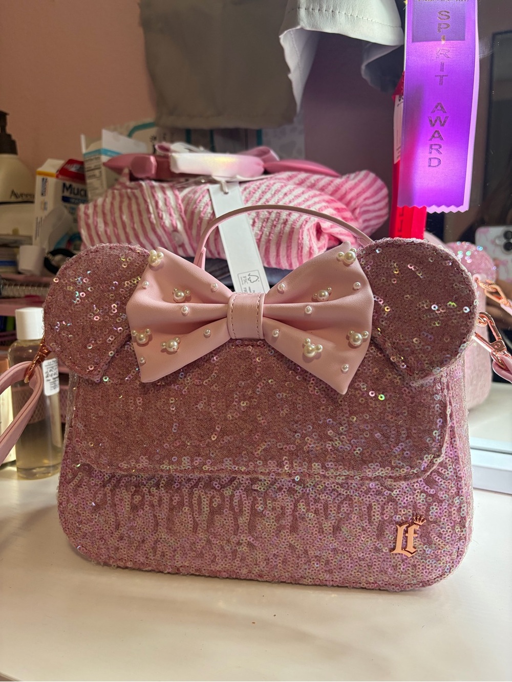Pink Loungefly Minnie Bow Crossbody Bag